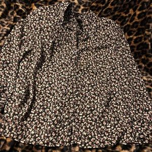 Lane Bryant floral button down silky feel shirt